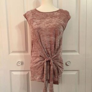 Heathered Mauve Short Sleeve Front Tie Tunic New